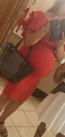 ☆HP×2☆Maternity Ruffle Off The Shoulder Midi Dress - Picture 7 of 7